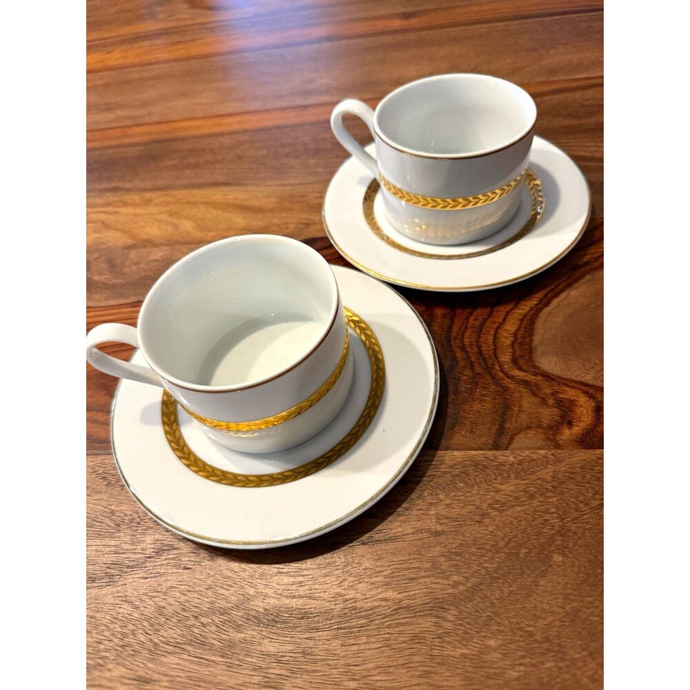 Retroneu Imperial Gold Collection Flat Cup & Saucer Set (2)